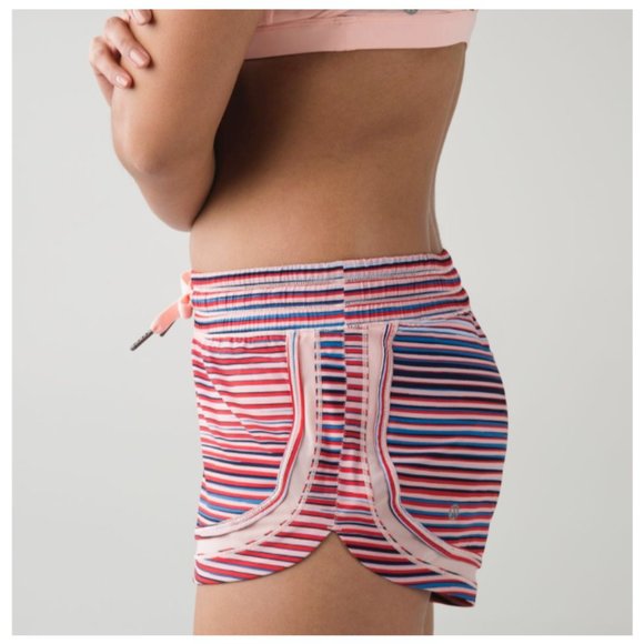 lululemon athletica Pants - Lululemon Womens Pink Stripe Lined RARE Make A Move Athletic Shorts Size 4